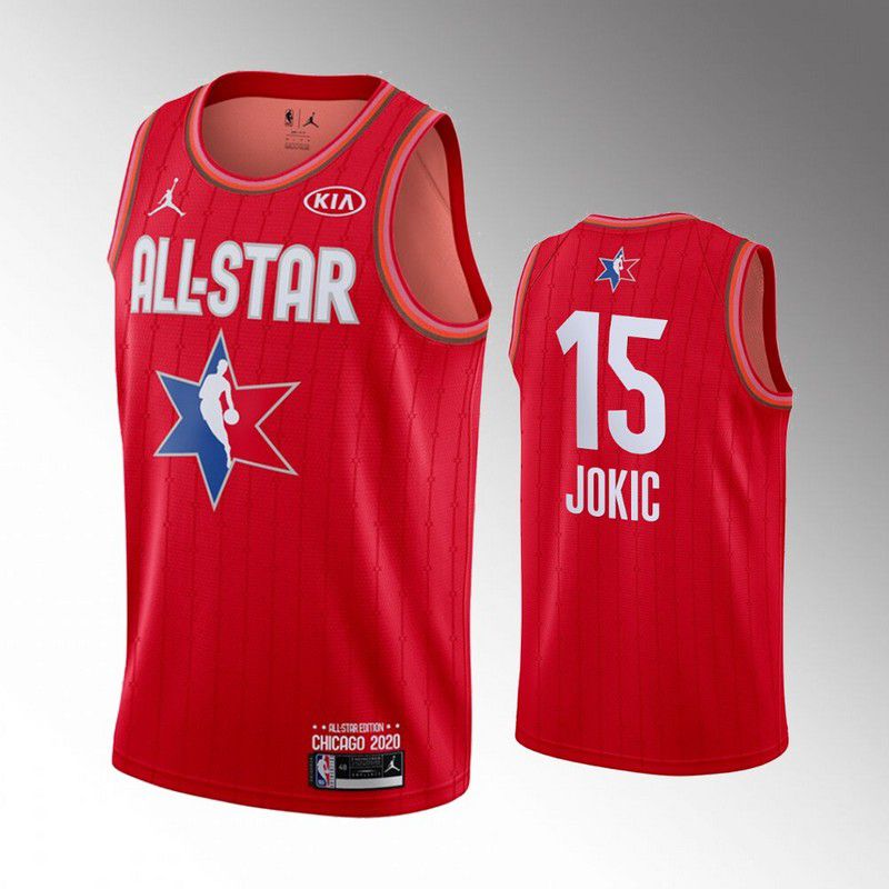 Men Denver Nuggets #15 Jokic Red 2020 All Star NBA Jerseys->houston rockets->NBA Jersey